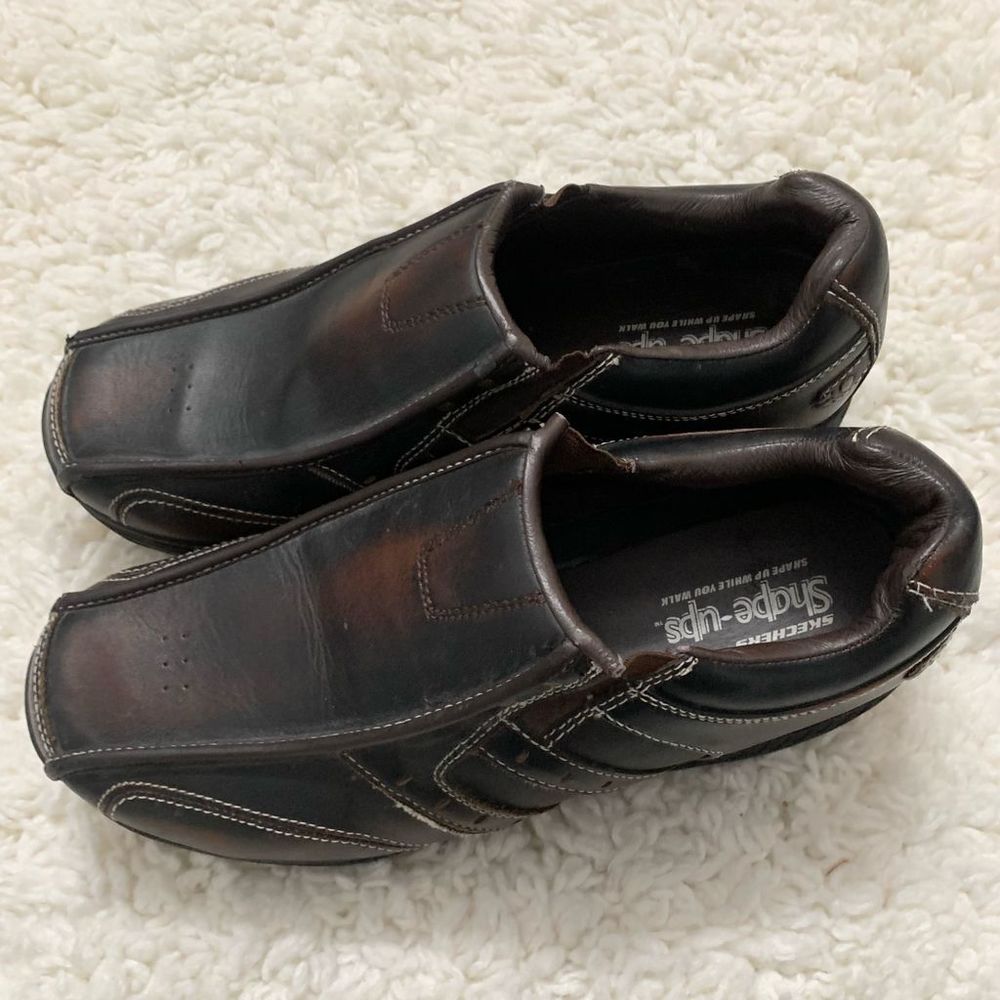 Skechers Men’s Size 11 Brown Leather Shape-Ups Work Toning Walking Sneakers - Picture 4 of 8